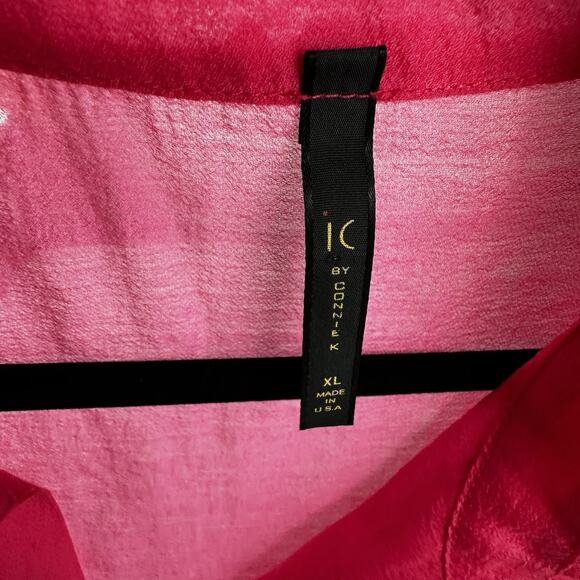 IC Connie K Top Tunic Womens XL Pink Sheer Flowy Blouse Art Light Weight - Picture 5 of 9